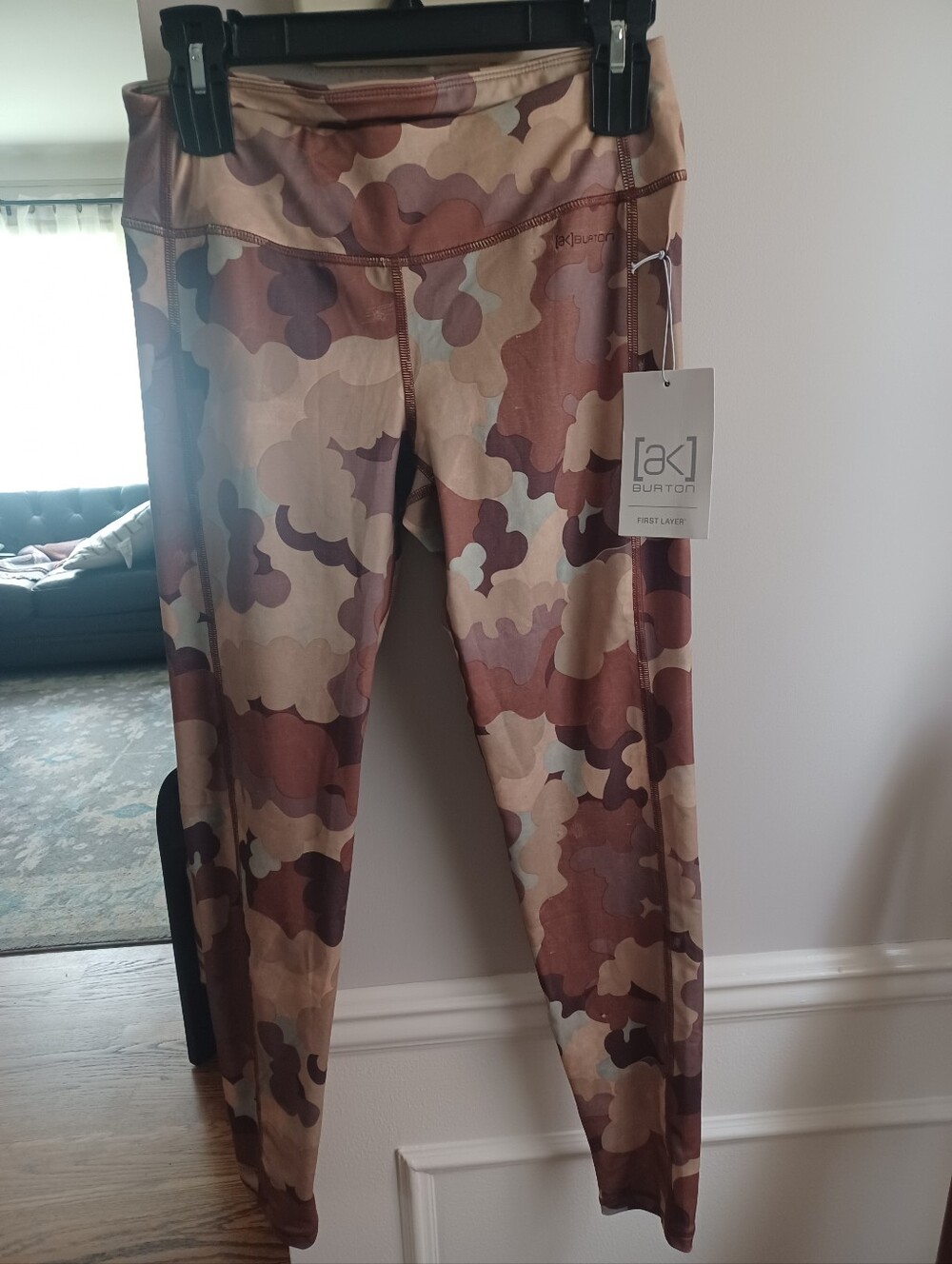 NWT Women's Burton AK Power Stretch First Layer Pants Small Storm Camo - Picture 1 of 6